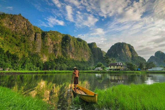 Local people using in a lake at Ramang-Ramang