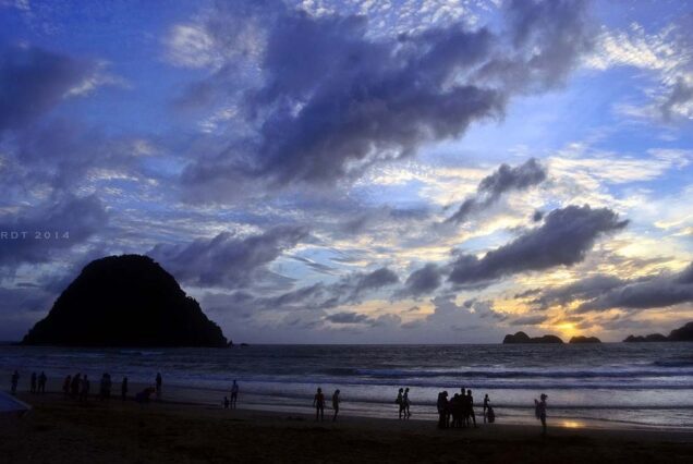 Red Island beach on sunset