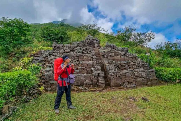 The temple ruins on the hiking path of Penanggungan