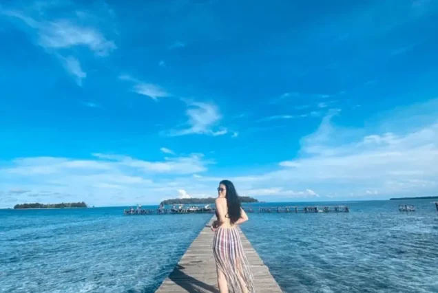 Wonderful Girl and Panorama at Sepa Island